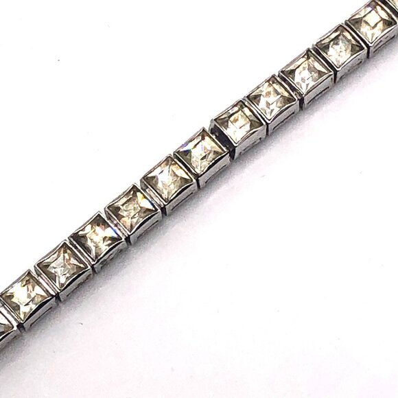 Dorsons 1950s Sterling Silver Princess Cut Clear Crystal Rhinestone Choke - Picture 9 of 13